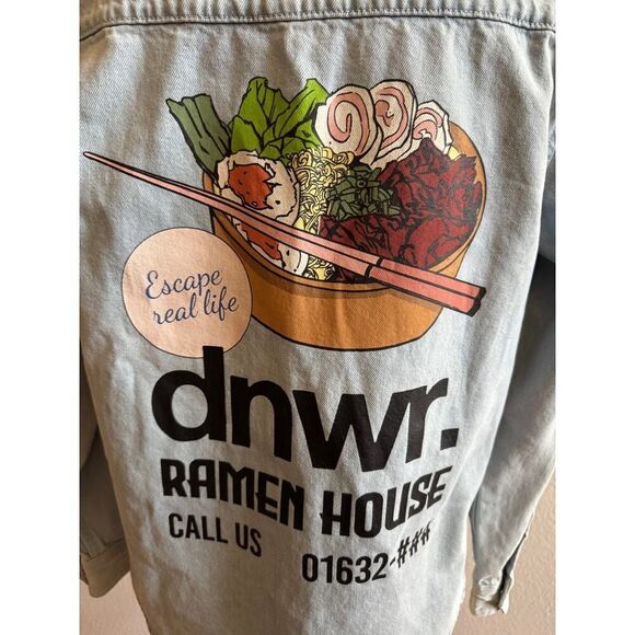 Zara DNWR Ramen House Jean Snap Front Jacket sz Small EUC - Picture 3 of 6